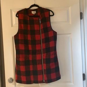 Jolt Black & Red Checkered Vest with Lining